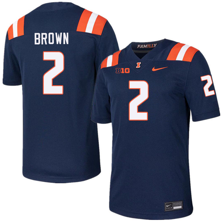 #2 Chase Brown Illinois Fighting Illini Football Jersey,Uniforms-Navy